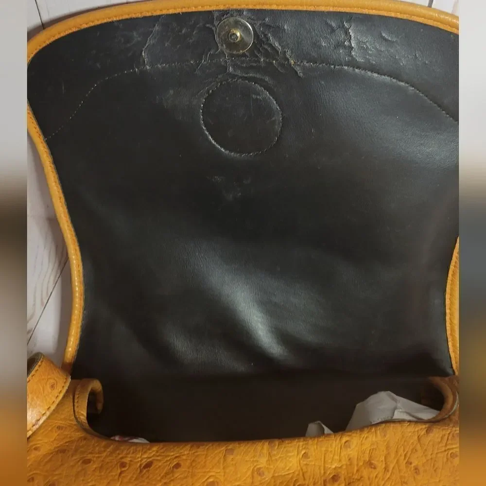 Francois Marot Paris Ostrich Leather Classic Flap Bag crossbody Vintage